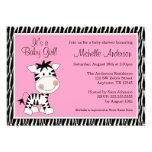 Niedliche rosa Zebra-Baby-Duschen-Einladungen