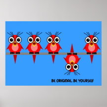 niedliche rote Vögel Plakat