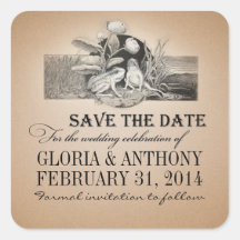 niedliche Save the Date Vintage Aufkleber
