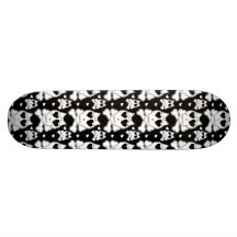 Niedliche Schädel mit Bänderschwarzem Skateboard Personalisiertes Skatedeck