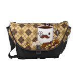 Niedliche SchnurrbartKaffeetasse auf Schokoladen-R Kuriertasche