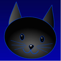 Niedliche schwarze Katze auf tiefem Mitternachtsbl Fotofigur