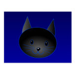Niedliche schwarze Katze auf tiefem Mitternachtsbl Postkarten