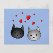 Niedliche schwarze und graue Katzen, mit Herzen Flyerdesign