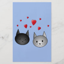 Niedliche schwarze und graue Katzen, mit Herzen Bedruckte Flyer