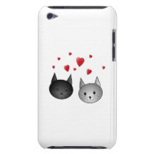 Niedliche schwarze und graue Katzen, mit Herzen iPod Touch Case-Mate Hülle