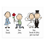 Niedliche Strichmännchen-Save the Date Postkarten