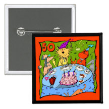 Niedlicher 50. Geburtstags-Knopf Button