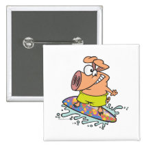 niedlicher alberner Surfer, der piggy Schwein surf Button