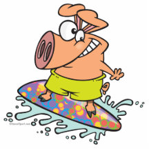 niedlicher alberner Surfer, der piggy Schwein surf Photo Figur