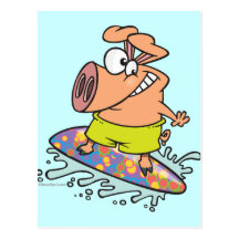 niedlicher alberner Surfer, der piggy Schwein surf Postkarten
