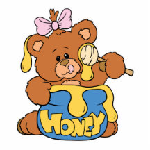 Niedlicher Baby-Bär und Honig Ausschnitte