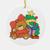 Niedlicher Baby-Bär und Weihnachtsbaum Ornamente