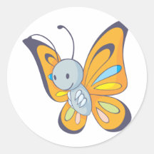 Niedlicher Baby-Schmetterlings-Cartoon Runde Sticker
