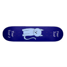 Niedlicher blaue Katzen-Cartoon Skateboard Deck