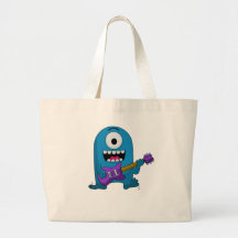 Niedlicher blauer Monster-Gitarrist Leinentaschen
