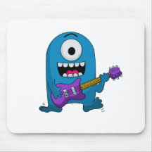 Niedlicher blauer Monster-Gitarrist Mousepads