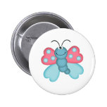 niedlicher blauer und rosa Schmetterling Anstecknadelbutton