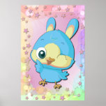Niedlicher blauer Vogel-lustiges Cartoon-Charakter