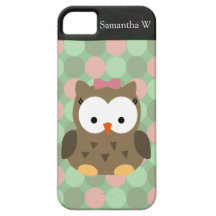 Niedlicher Bogen Brown-Eulen-w/Pink iPhone 5 Schutzhülle