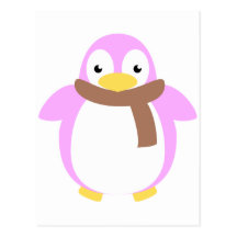 Niedlicher bunter Penguin im Schal Postkarte