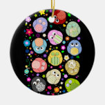 Niedlicher Cartoon-Eulen-und Blumen-Entwurf Weihnachtsbaum Ornament