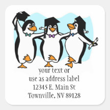 Niedlicher Cartoon schloss Penguins ab Quadratsticker