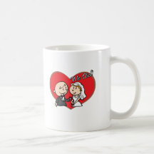 Niedlicher Cartoon "wir taten" Hochzeitspaare Kaffeehaferl
