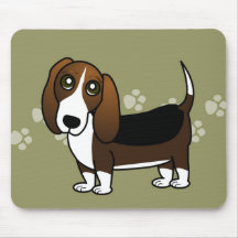Niedlicher Dachshund-Jagdhund-Cartoon - Brown weiß Mousepads