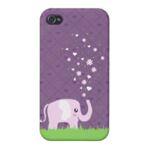 Niedlicher Elefant in girly rosa u. lila iPhone 4/4S Hüllen