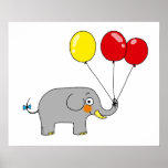 Niedlicher Elefant mit Partyballonen Posterdrucke