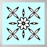Niedlicher geometrischer Entwurf auf hellblauem Plakatdruck