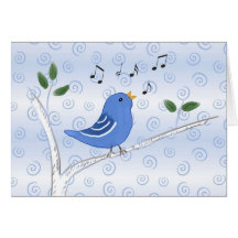 Niedlicher Gesang-blaue Vogel-Anmerkungs-Karte
