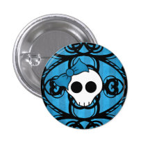Niedlicher gotischer Schädel auf Blau und Schwarze Button