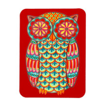 Niedlicher Groovy Retro Eulen-Kunst-Prämien-Magnet