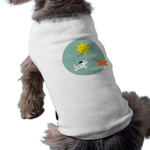 Niedlicher Hund, der Katzenentwurf jagt Haustier Tshirts