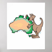 niedlicher Känguru, der Australien umarmt Plakatdrucke