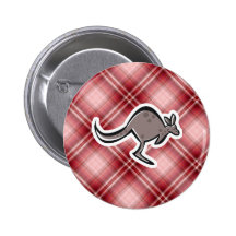 Niedlicher Känguru; Rotes kariertes Anstecknadelbutton