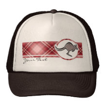Niedlicher Känguru; Rotes kariertes Retro Cap