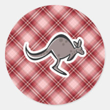 Niedlicher Känguru; Rotes kariertes Runde Sticker