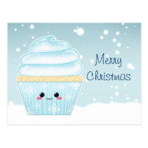 Niedlicher Kawaii Weihnachtsschneeflockekleiner ku Postkarte