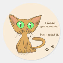 Niedlicher Kitty aß Ihr Plätzchen Runde Aufkleber