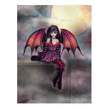 Niedlicher kleiner Vampire-feenhafte Kunst-Postkar