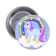 Niedlicher magischer Unicorn mit dem Regenbogen (k Button