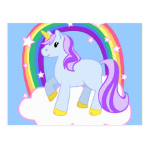 Niedlicher magischer Unicorn mit dem Regenbogen (k Postkarten