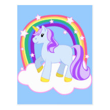 Niedlicher magischer Unicorn mit dem Regenbogen (k Postkarte