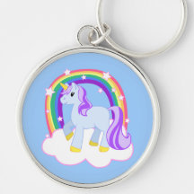 Niedlicher magischer Unicorn mit dem Regenbogen (k Schlüsselanhänger