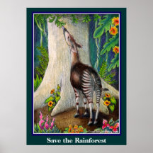 Niedlicher Okapi retten den Regenwald Plakate