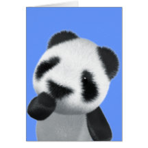 Niedlicher Panda 3d denkt (editable) Grußkarte