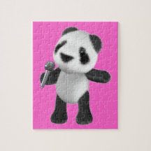 Niedlicher Panda 3d singt mit einem Mic (editable) Foto Puzzle